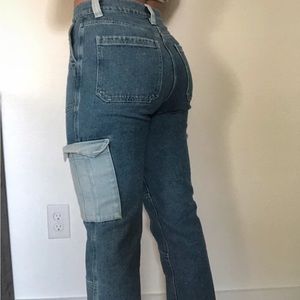 two tone cargo jeans